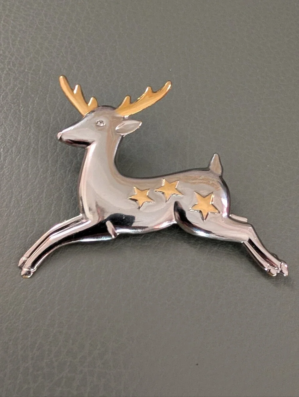Vintage Hallmard CDS Leaping Reindeer Brooch
